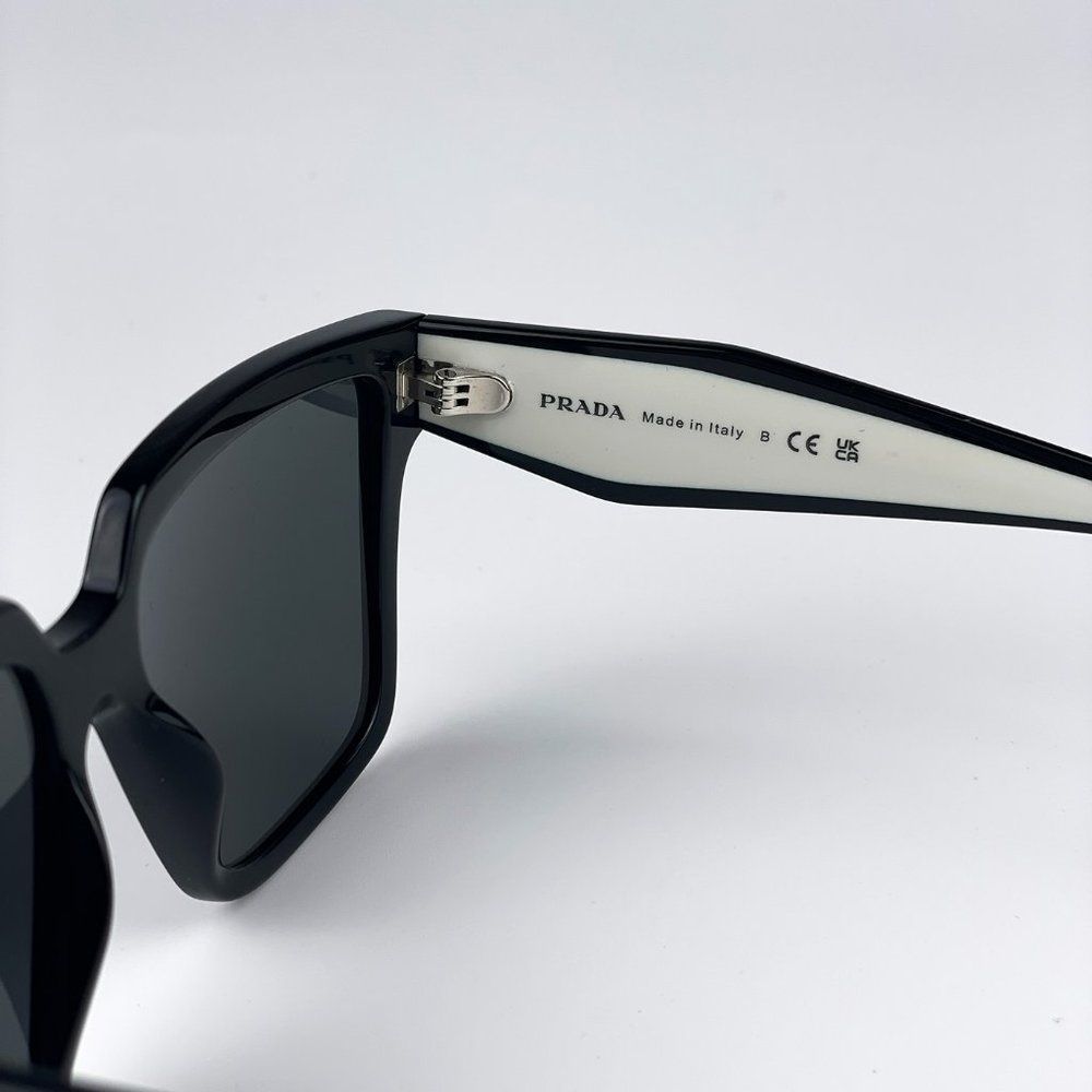Prada PR24ZS 1AB5S0 Sunglasses Black Dark Grey Square Oversized Women - Picture 14 of 15